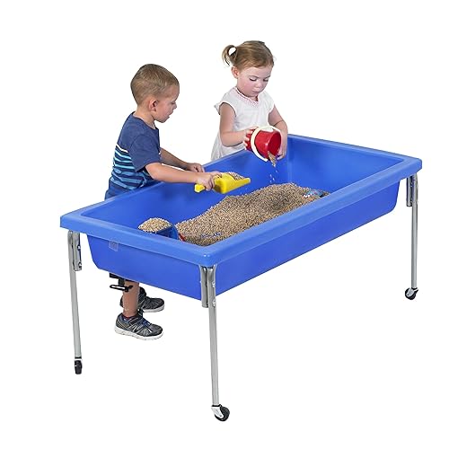 Miniatura 6 de Children's Factory Mesa sensorial grande de 24 pulgadas, caja de arena con tapa, mesa de agua para niños, color azul