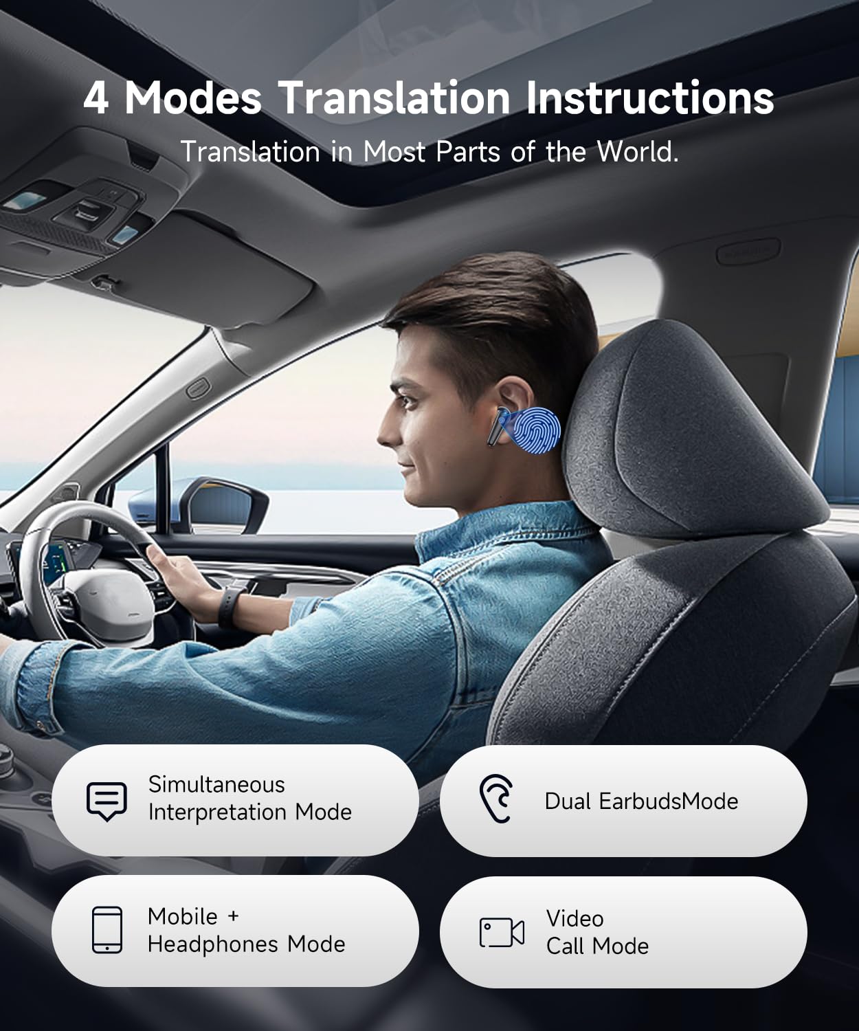 Auricolari wireless, cuffie Bluetooth 6.1 Bass Stereo, 2026 Bluetooth Traduzione AI Auricolari in Ear con doppio display LED Cuffie Bluetooth per palestra/corsa/allenamento