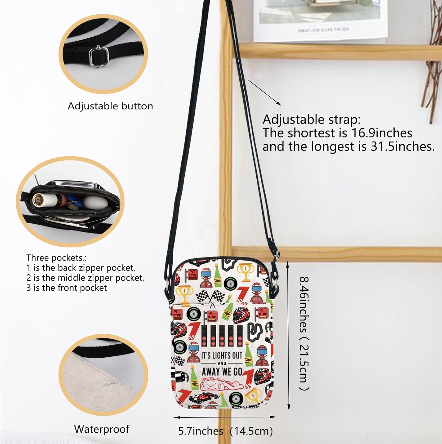 Racing Car Merchandise Racing Inspire Crossbody Bag Racing Aesthetic Gift Qualifying Day Gift - Image 4