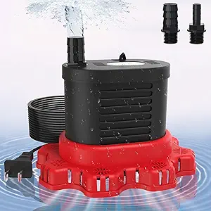 AgiiMan Pool Cover Pump Above Ground - 850 GPH Submersible Water Pump for Pool Draining, Portable Small Sump Pumps with 16' Drainage Hose and 25' Power Cord, 3 Adapters, Black