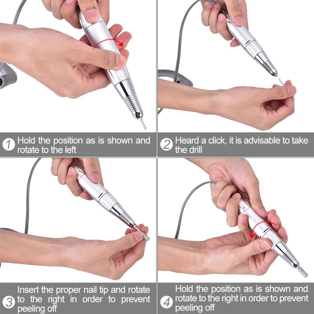 Portable Nail Drill Machine, 30000 RPM Electric Nail File Drill Machine with Display Screen Cordless Rechargeable Grinding Polisher with 6pc Drill Bits Nail Art Equipment for Professional or Home Use