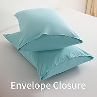 Vista 3 de BEDSUM Juego de 2 fundas de almohada de microfibra estándar suaves, resistentes a las arrugas y de fácil cuidado con cierre de sobre para niños, 20