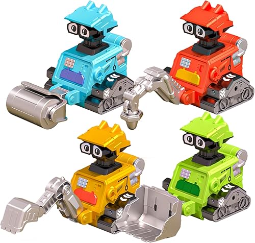 Miniatura 1 de Juguetes de construcción  Juego de 4 juguetes de coche para empujar, juguete de excavadora, juguete bulldozer, juguete rodante de carretera,