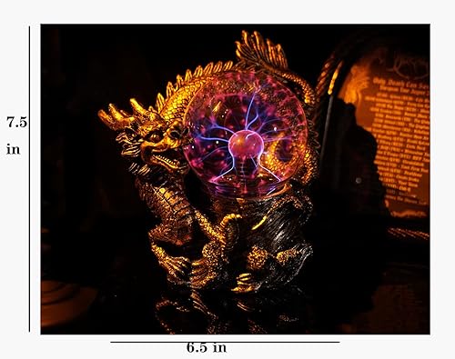 Miniatura 4 de SEKOOAT Globo de plasma, bola de electricidad estática, lámpara de bola de plasma, lámpara mágica de dragón asiático, bola eléctrica, luz de plasma,