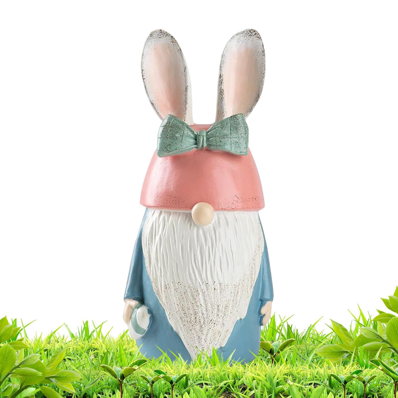 Figurine de lapin de Pâques nœud et oreilles en résine, le cadeau idéal pour patio
