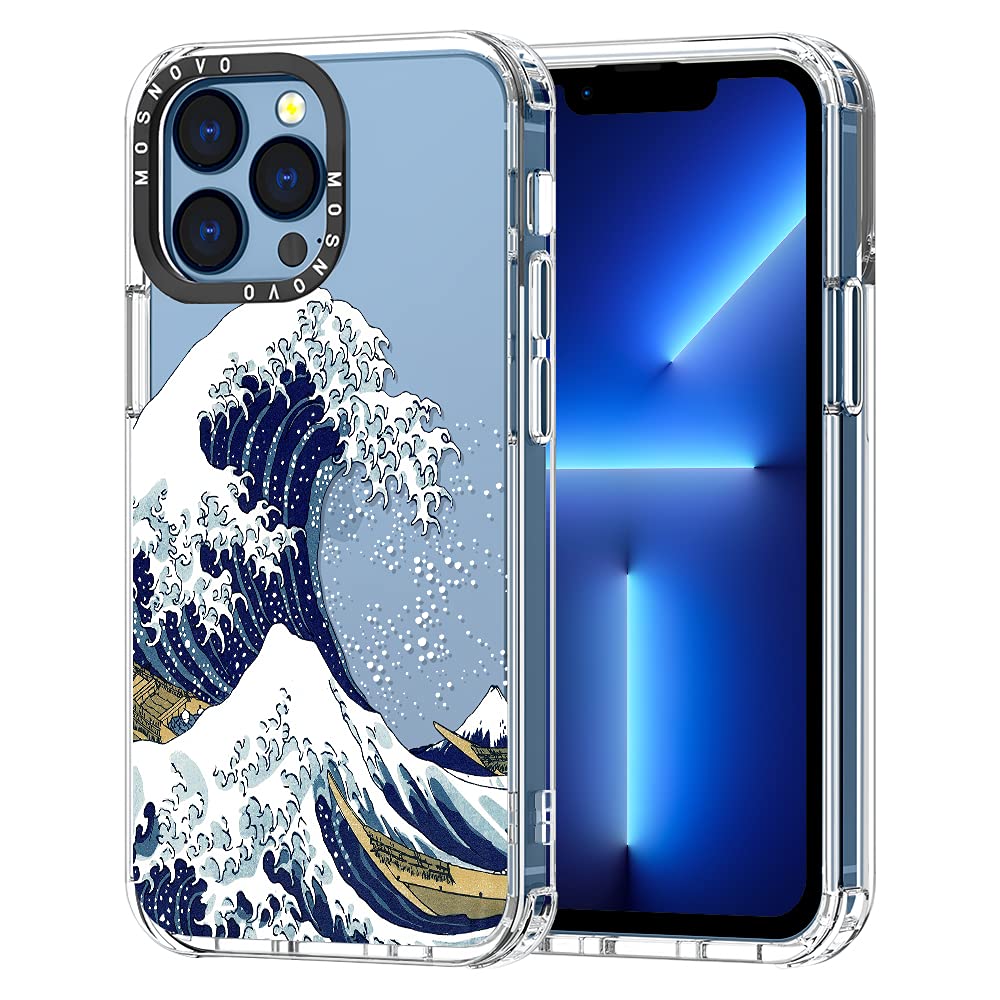 MOSNOVO Compatible with iPhone 13 Pro Case, Tokyo Wave Print for Girl Women Men [ Buffertech Shockproof ] Transparent TPU Bumper Clear Phone Case Cover Designed for iPhone 13 Pro 6.1 Inch