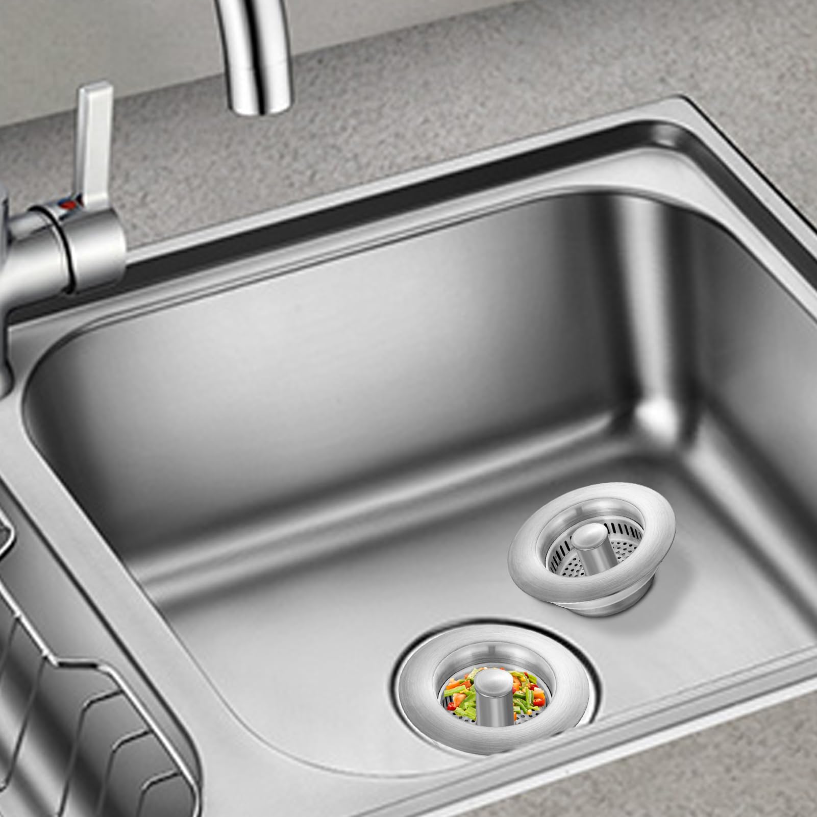 Bouchon de canalisation de Cuisine, crépine pour évier,Bouchon d'évier de Cuisine escamotable en Acier Inoxydable - d'évier à Drainage Rapide, Panier collecteur de Nourriture Anti-colmatage po