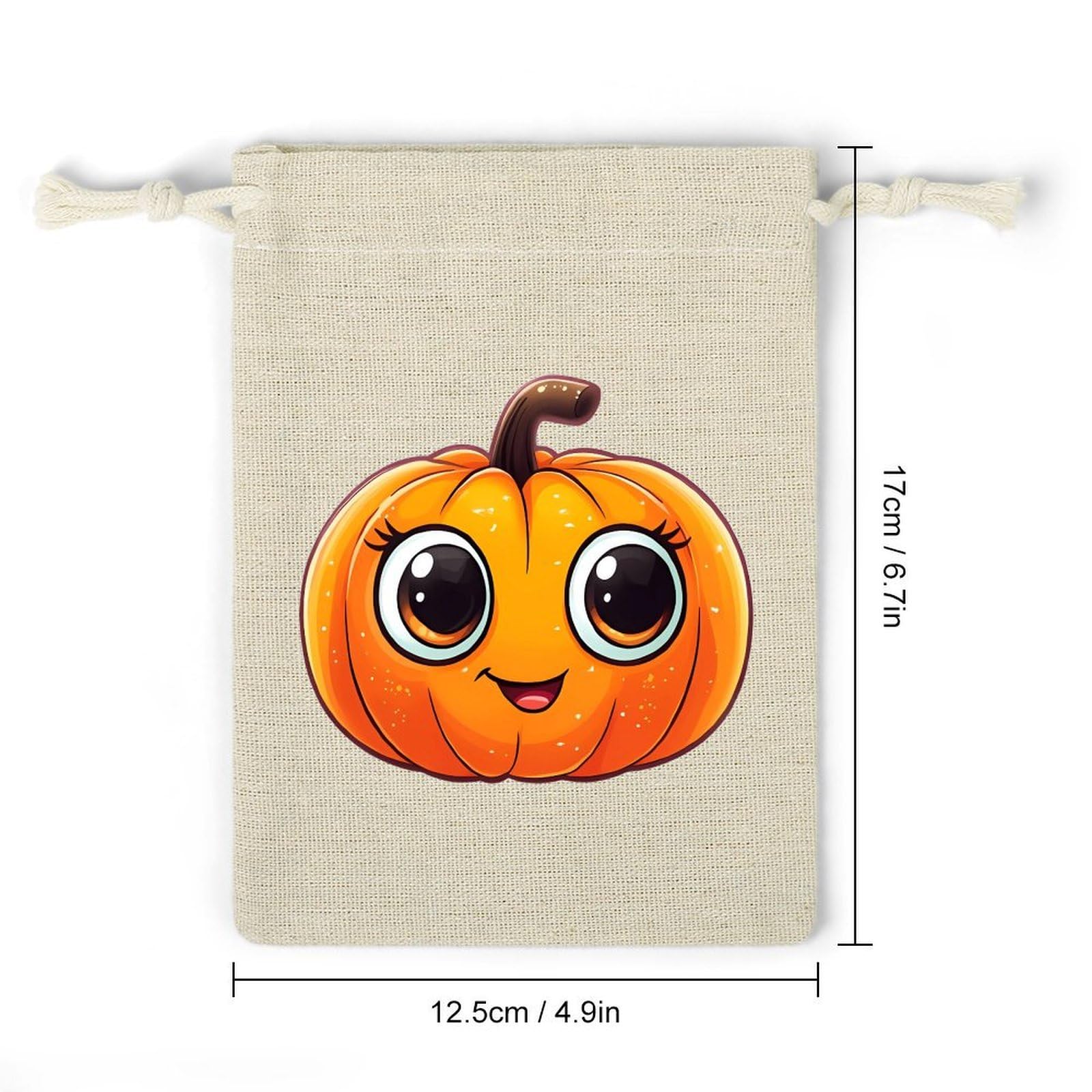 Halloween Cute Pumpkin 8 Pack Small Gift Bags Cotton And Linen Drawstring Pockets Sachet Bag for Party Home Supplies