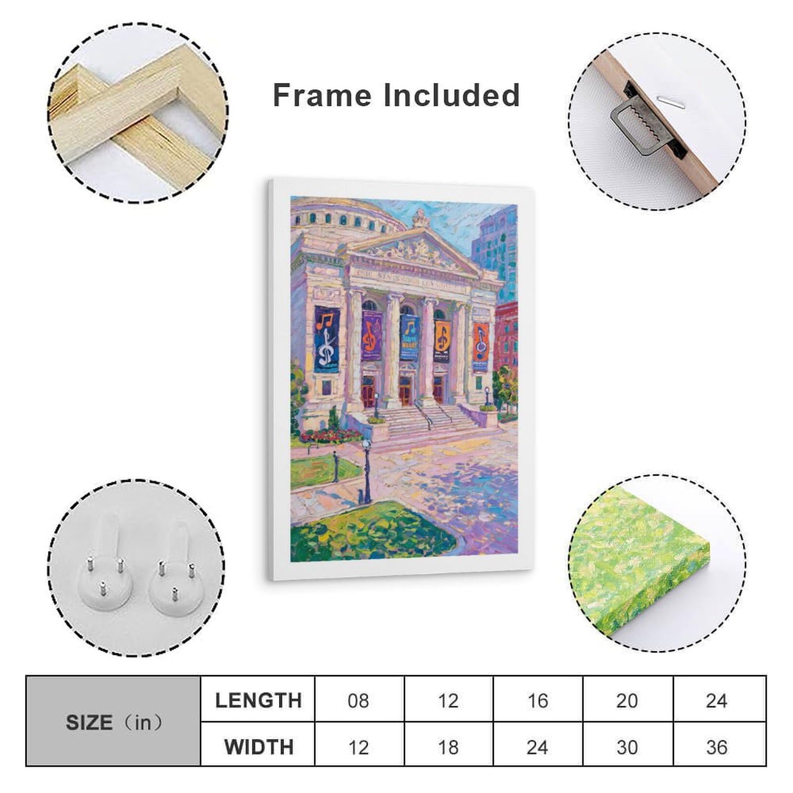 TSIDDKA Cincinnati Music Hall Architettura Classica Quadrato Soggiorno Letto Camera Decorazione Estetica Moderna Poster Art Poster Poster Regalo per Amici Cornice 60 x 90 cm