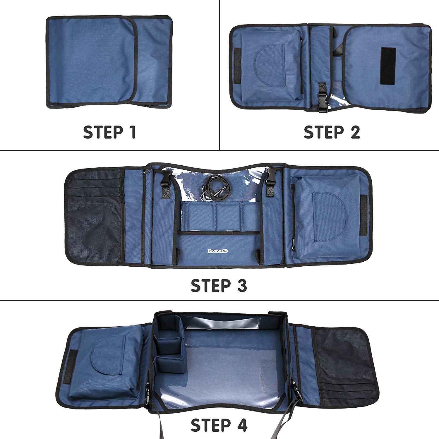 Becko US Plateau à jouets de voyage pour enfants - Plateau de jeu pour poussette, voiture, avion, voyage en voiture avec tapis de gribouillage, pliable et portable