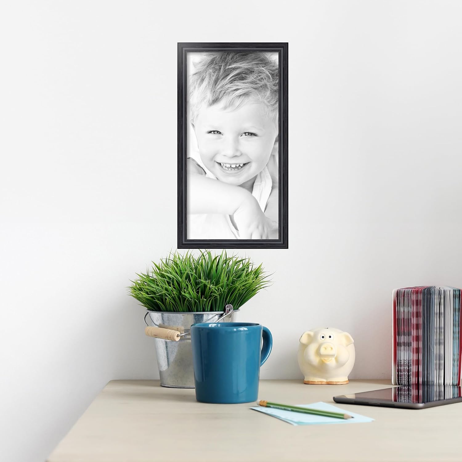ArtToFrames 12x24 Inch Black Picture Frame, This 1.25 Inch Custom Poster Frame is Galleria Noir - Comes with Economy Acrylic and Corrugated Backing (WOM0066-59504-YBLK-12x24)