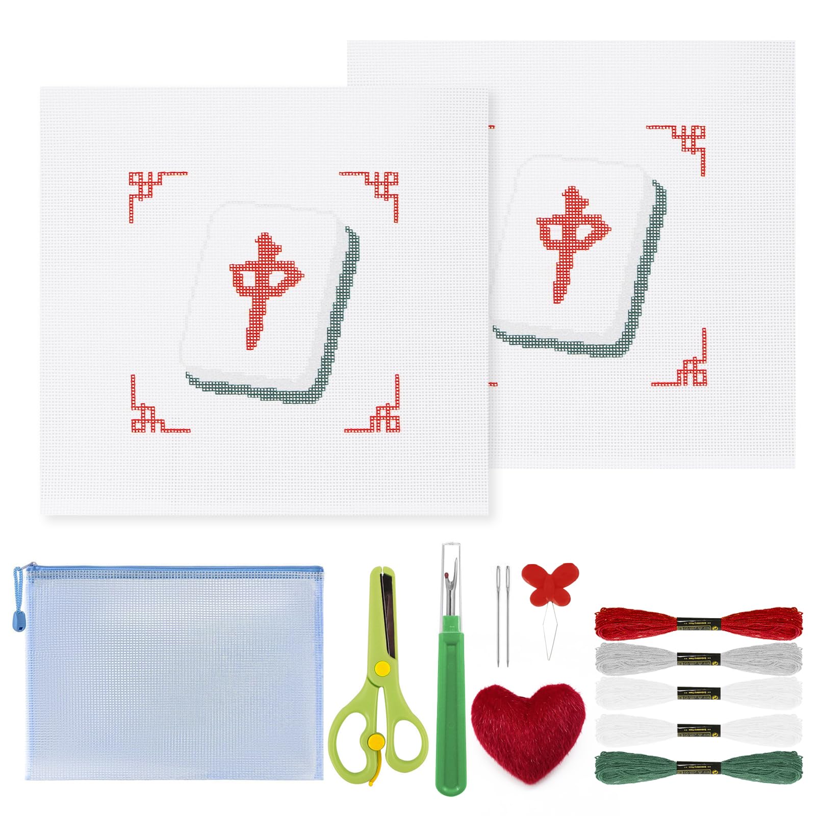 13Pcs Red Dragon 18 Mesh Needlepoint Canvas Kit for Beginners Adults