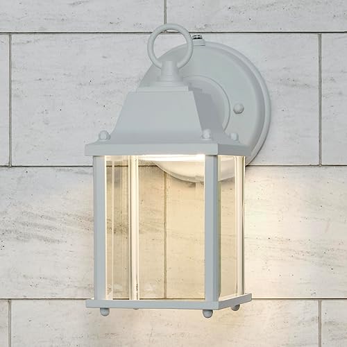 Miniatura 5 de Maxxima Farol LED de pared para porche al aire libre, blanco con vidrio transparente, 3000 K blanco cálido, 650 lúmenes, sensor de luz fotocélula