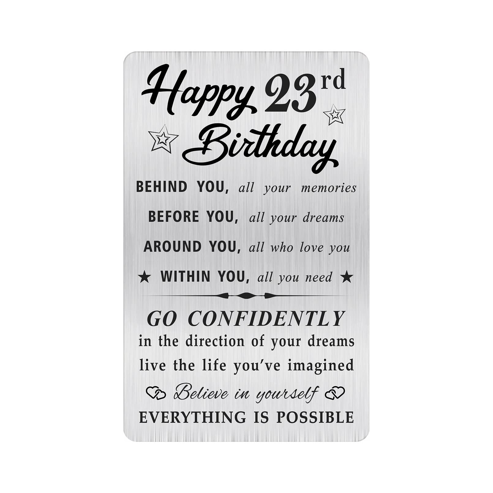 MOQIYXL Happy 23rd Birthday Card for Men Women, Small Engraved Wallet Card for 23 Year Old Birthday Gifts