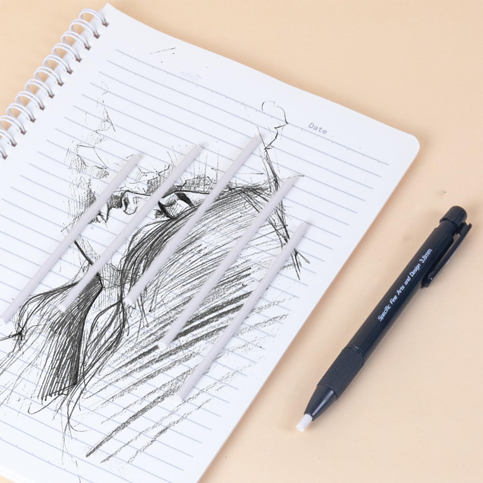 Barra de Goma de Borrar | Accesorios de Dibujo y Borrado para Artistas,Borrador Retráctil de 3,8 mm con 5 Recambios para Dibujo Técnico, Boceto y Corrección