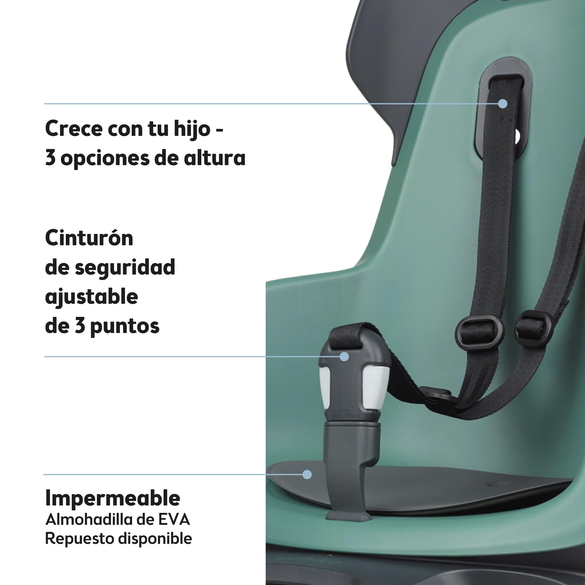 BOBIKE 8012300016 - Silla Bicicleta Trasera GO Maxi para Portaequipajes MIK-HD – Segura y fácil de Montar, Adecuada para niños de 9 Meses a 6 años, hasta 22 kg, Menta