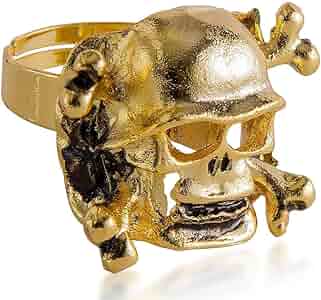Amazon.com: Dazzling Gold Pirate Skull Metal Ring - 4.5
