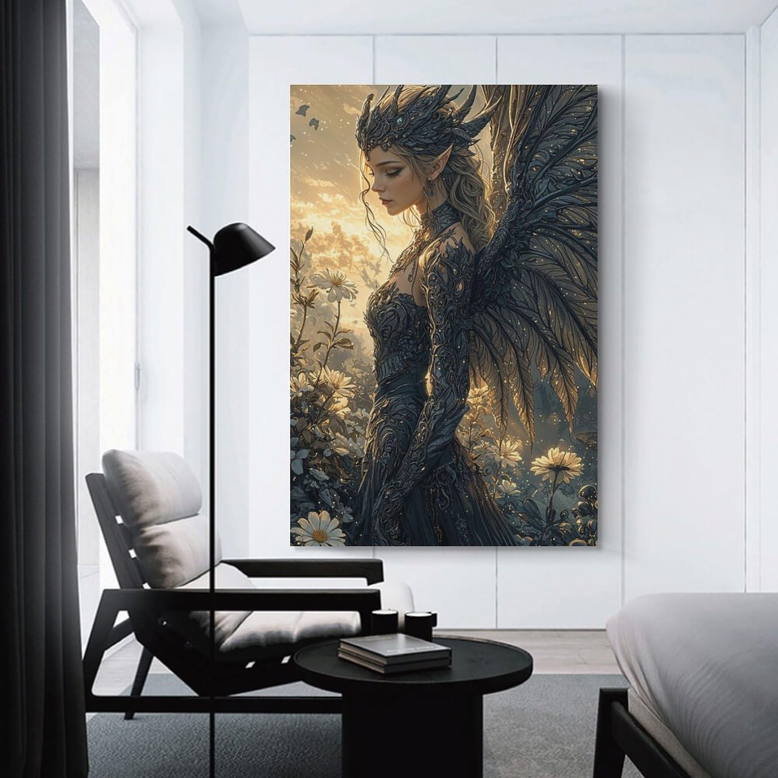 Junmoney Unframe-Style-13 Fantasy Angel Wings Dress Wall Picture Print, 24X36inch(60X90cm), For Wall Displays, Bedrooms Or Room Updates, Decorative Artwork With Flexible Styling