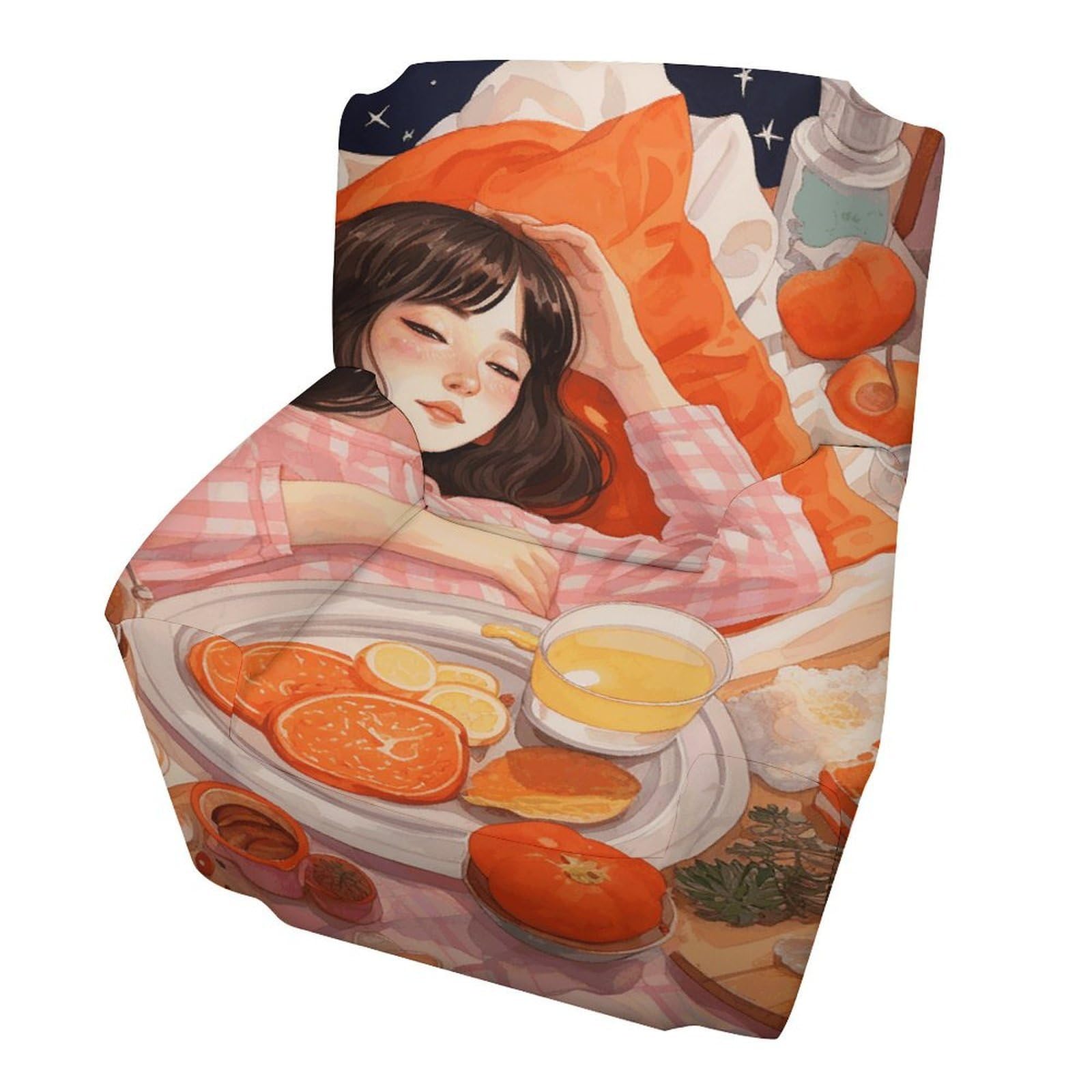 Fodpand Style Eating In A Dream Sofa Cover Soft 1 Seater Sofa Slipcover For Pets Washable,Couch Cover With Elastic Straps Furniture Protector