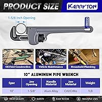 Vista 2 de Llave de tubo de aluminio de 10 pulgadas, 1-5/8"/41mm de abertura de mordaza Cr-Mo ajustable, llaves de fontanería de mango recto resistente