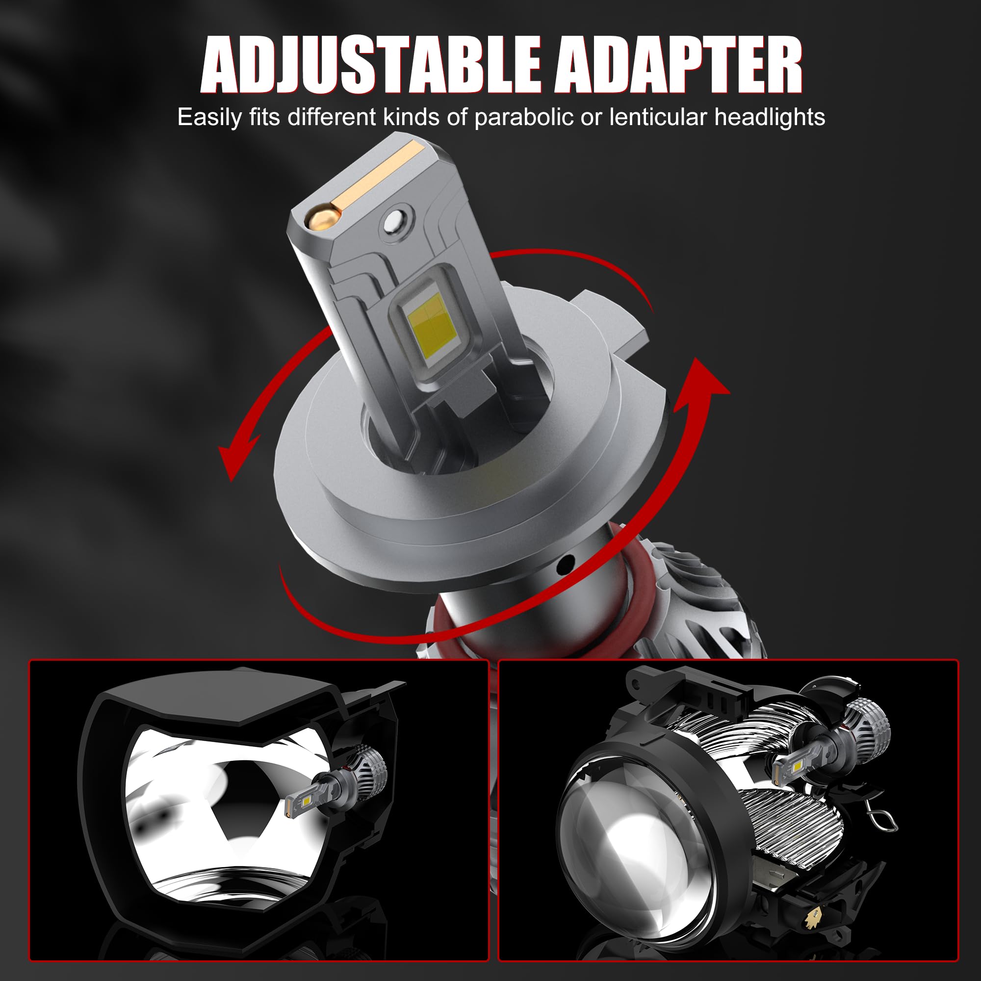 h7 led lampadine 60000lm, ultra potenza lampadina per fari auto e moto, kit lampada 12v per abbaglianti o anabbaglianti o fendinebbia, luce bianca 6000k