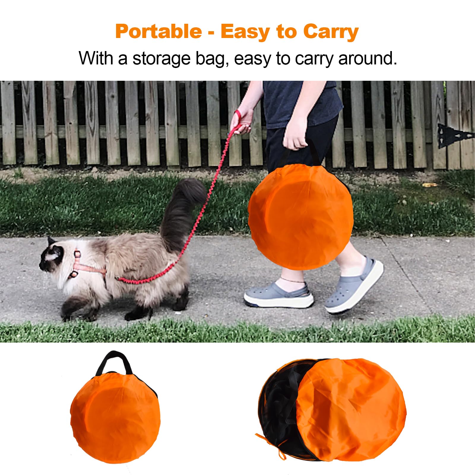 Keyzone Recinto 2 en 1 Portátil para Gatos al Aire Libre (Tienda de Campaña y Túnel Redondo) para Animales Pequeños Con Bolsa de Transporte