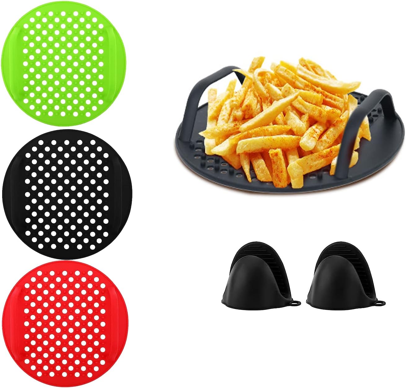 3 Pcs Air Fryer Silicone Pot, Reusable Round Silicone Air Fryer Liners, 7.8inch Air Fryer Tray Easy Clean Air Fryer Accessories for Home Kitchen Fits 4.4 Qt or Larger Air Fryer