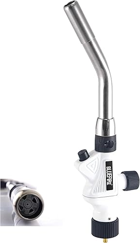 Miniatura 1 de BLUEFIRE - Cabezal turbo con mango de metal perlado, combustible multiusos para soplete automático de propano MAPP MAP PRO, gran dispositivo de