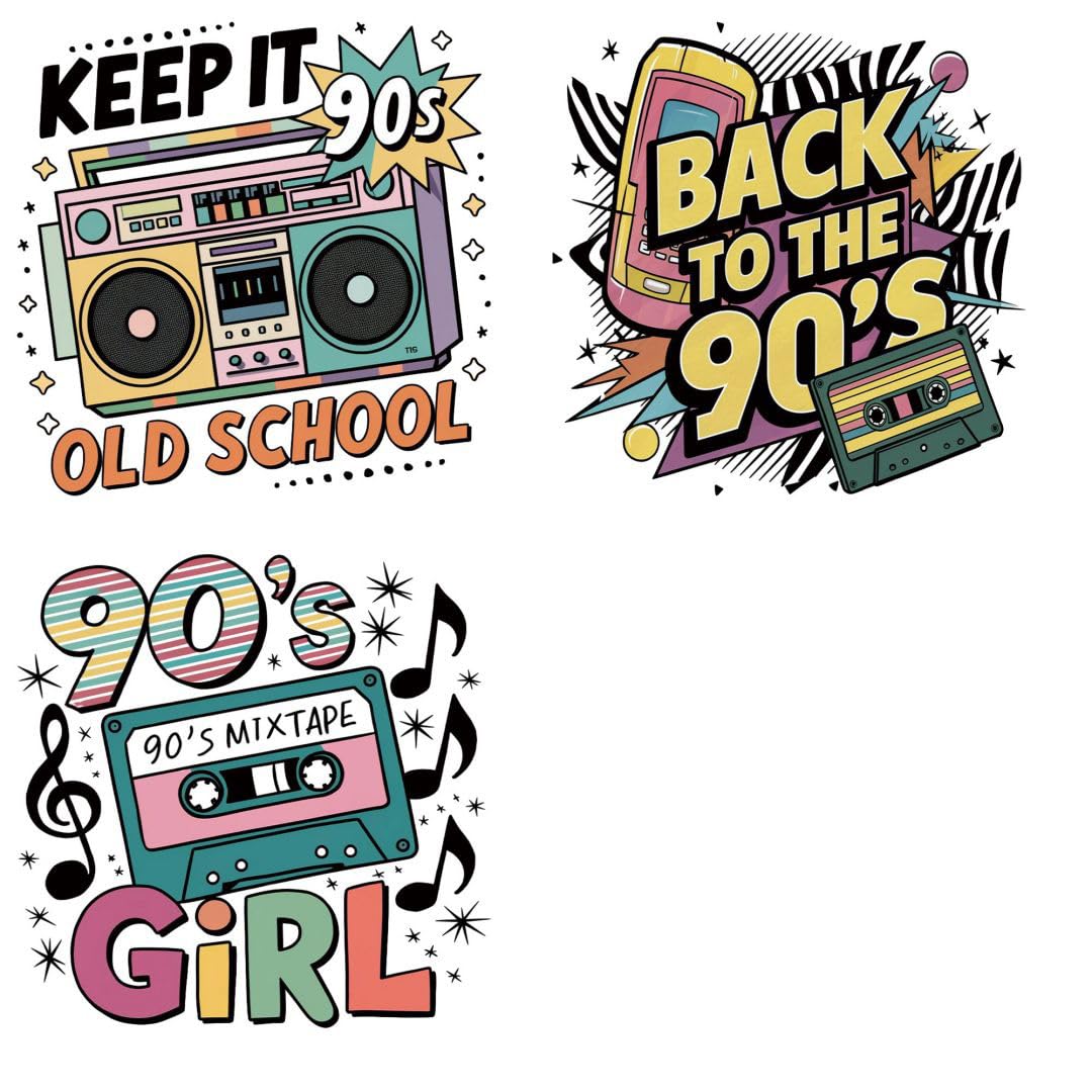 Retro Music Sublimation Iron Transfer Patch Heat Transfer Sticker Vinyl Design Iron Applique T-Shirt Clothing DIY Craft Applique Clothing Decoration (P3)