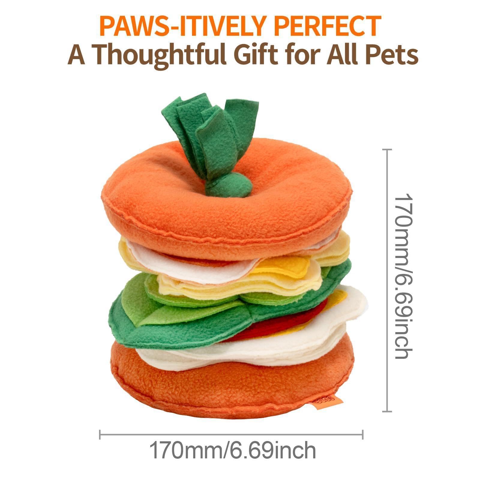 Colcolo Dog Snuffle Hamburger Puzzle-Spielzeug, tragbare Bereicherung, interaktives quietschendes Hundespielzeug für kleine Tiere, kleine, mittelgroße und