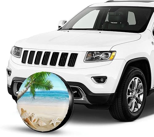 Miniatura 3 de Shells On The Beach - Cubierta de neumático de repuesto para neumáticos de mar tropical, protectores de ruedas, a prueba de polvo, para remolque,