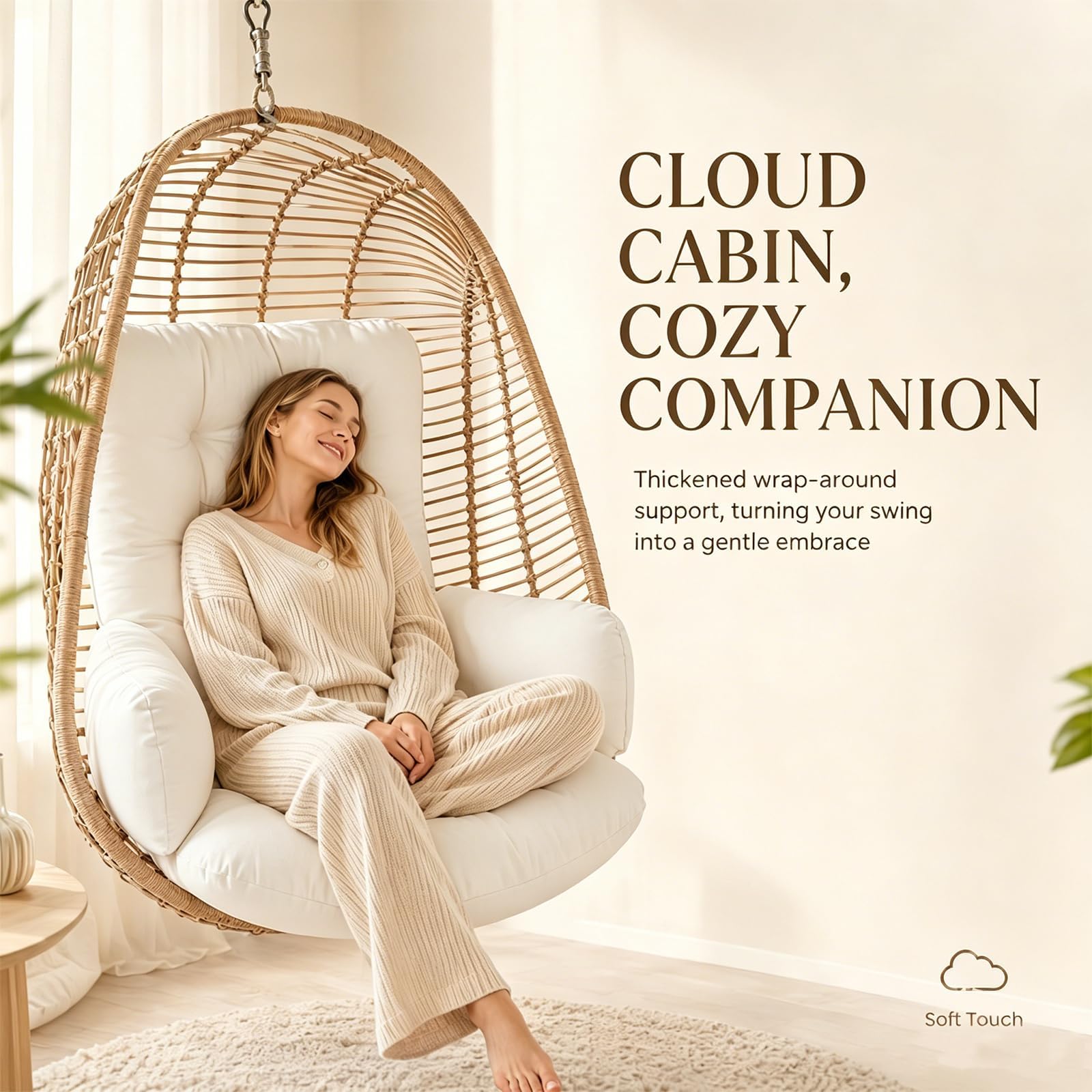 Coussin de fauteuil suspendu Imperméable Lavable, Oreillers De Oeuf balancelle suspendue, Coussin de jardin pour chaise à bascule, Pour Terrasse Et Balcon, Chaises Suspendues, Paniers Suspendus(K)