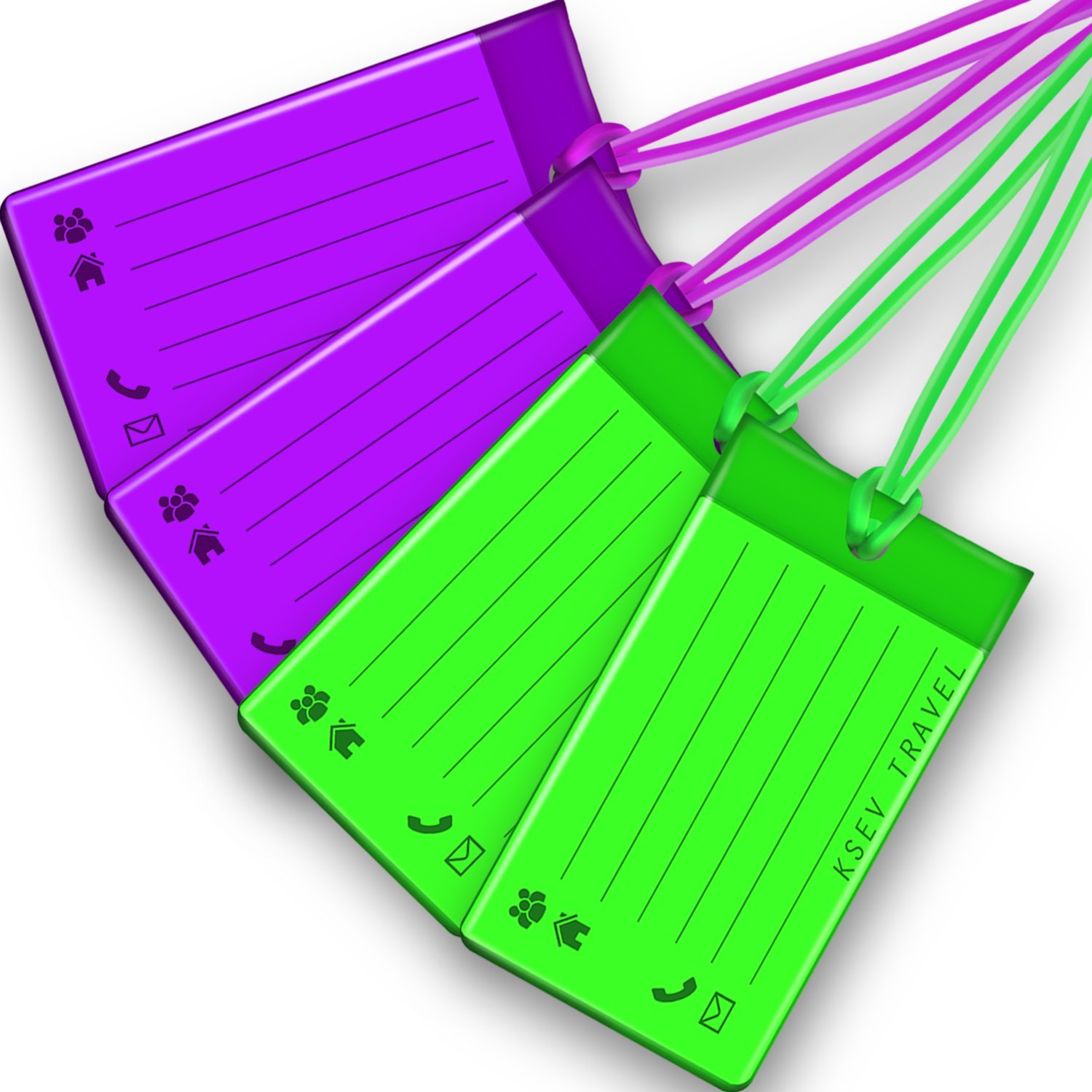 Luggage Tags, KSEV Travel Tags, ID Labels, Name Card Holder for Baggage Bags Suitcases Backpacks