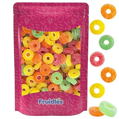 Fruidles Fruit Rings - Caramelos de goma dulces, tradicionales a la antigua, veganos, sin gluten (media libra)