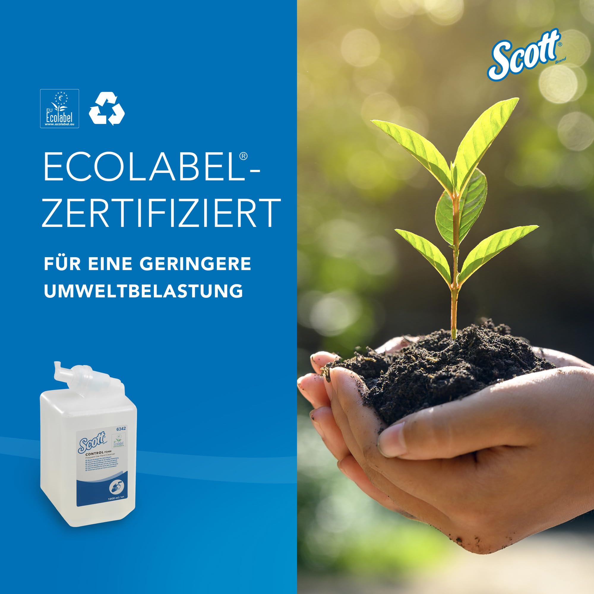 Scott Control Schaumhandseife 6342, unparfümierte Handseife für häufige Verwendung, 6 Kassetten farbloser Handreiniger x 1 Liter (insges. 6 l)