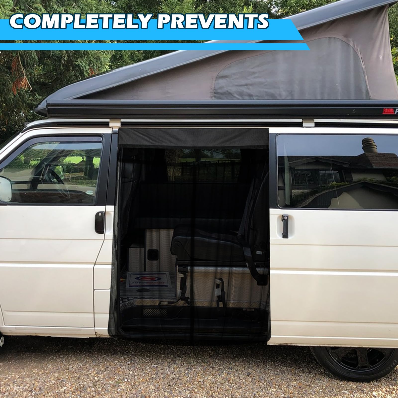 Magnetisches Insektennetz für VW T4 1990-2003, Schiebetür Insektenschutz mit 4-seitigen Magneten für Camping