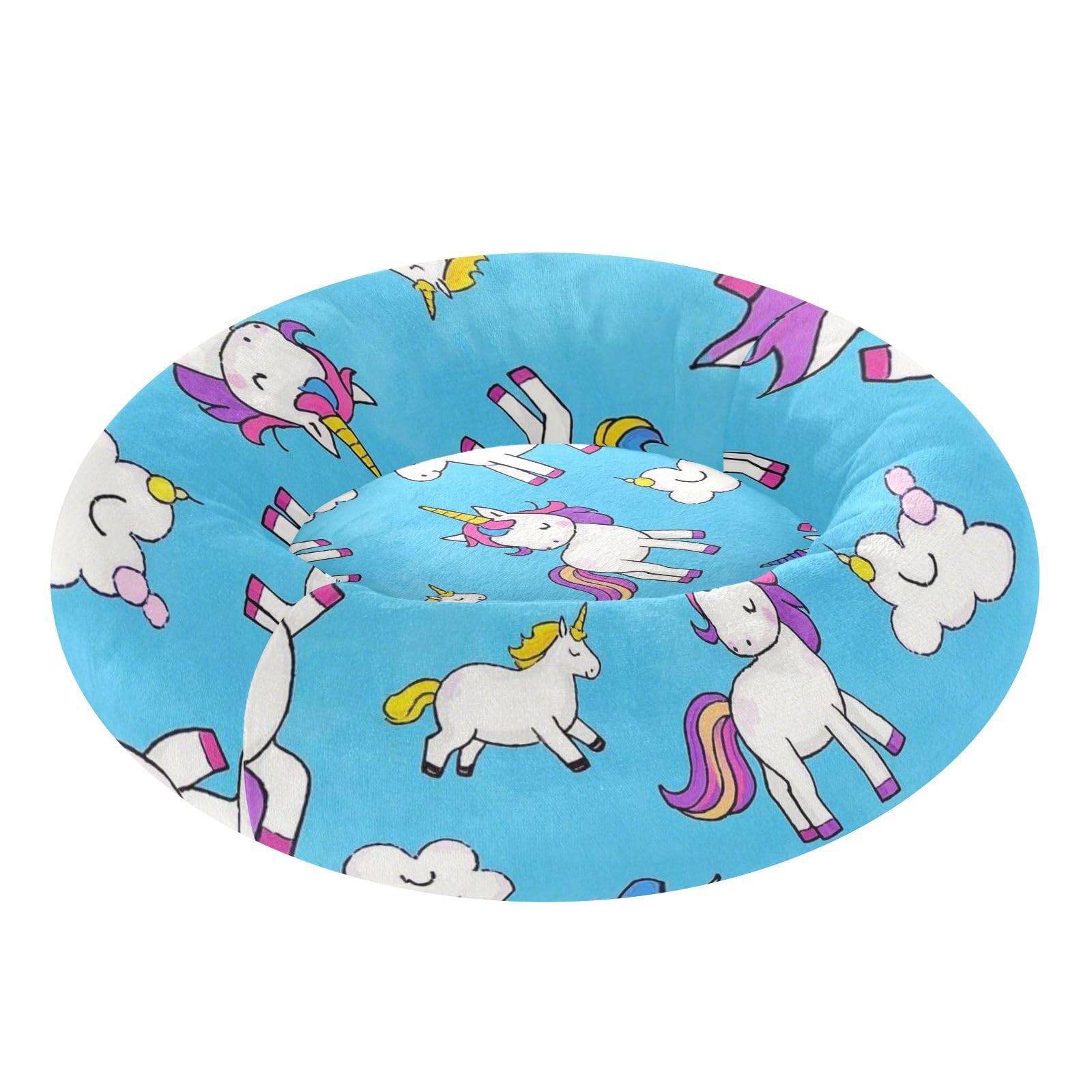 Lit licorne pour animal domestique bleu taille M avec rebords apaisants