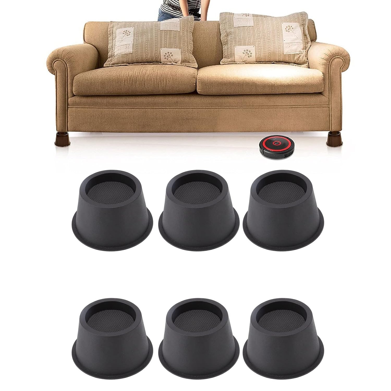 2.8in Heavy Duty Riser with Strong Space Saving,6 pcs Furniture Risers,Bed Riser, Table Riser, Chair or Sofa Riser,Anti Vibration Pads Sofa Feet Pad for Table Cabinet Bed, 6 pcs Furniture Risers