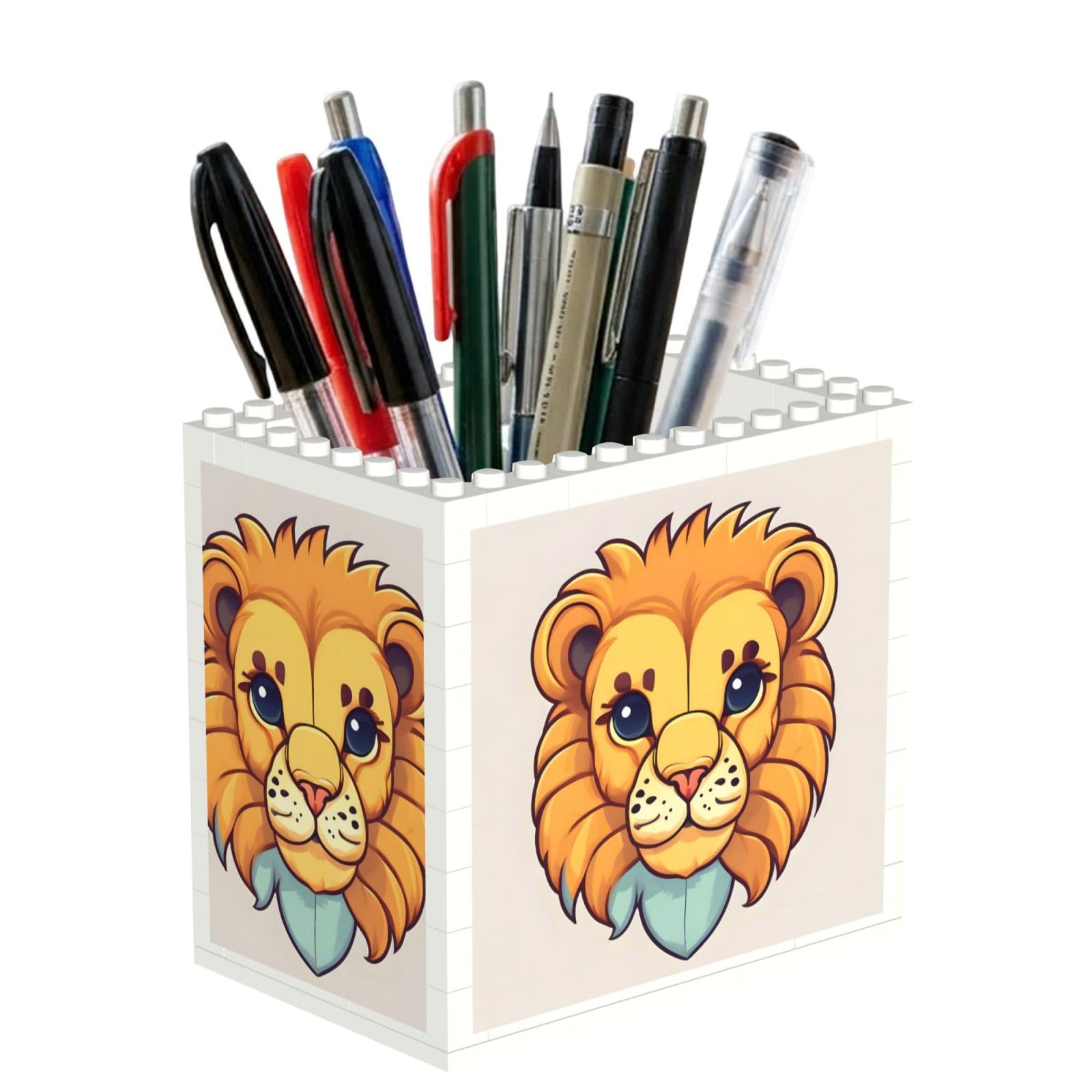 SXZVVBN Cartoon cute little lion Building Block Desk Tidy ABS Organiser