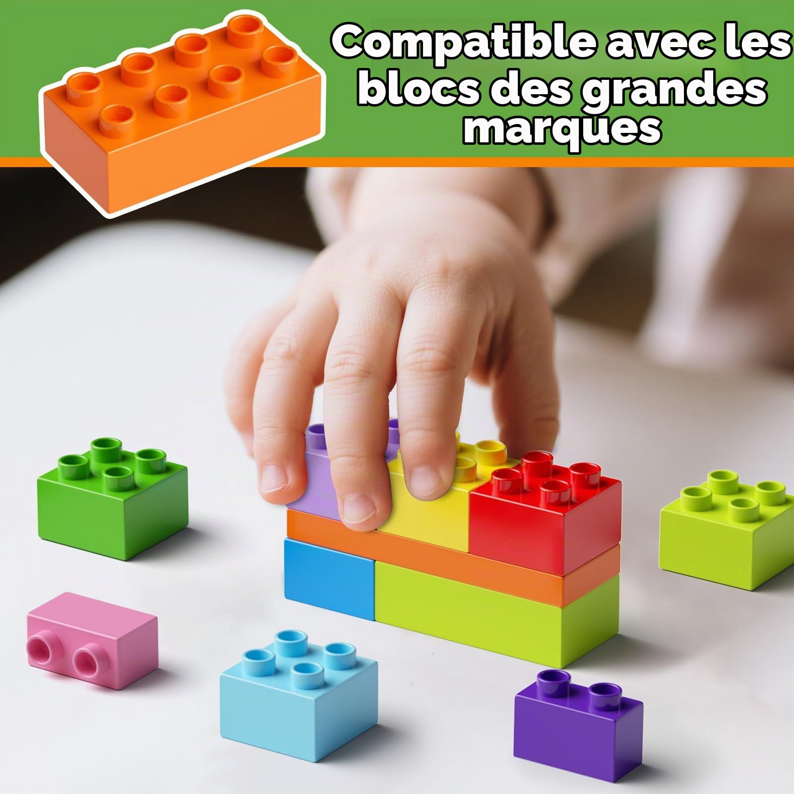 Blocs de Construction pour Enfants en Bas âge, 97 Blocs de Construction Classiques colorés, Jouets éducatifs pour Les Enfants en Bas âge de 3+