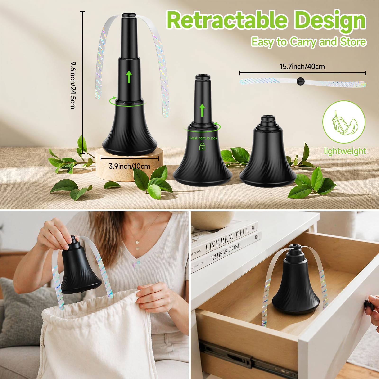 Lot de 4 Ventilateur Anti Mouche Pliable, Chasse Mouche de Table Portable avec Pales Souples et Crochet, Ventilateur Anti-Insectes pour Repas Intérieur et Extérieur, BBQ, Pique-Nique, Camping