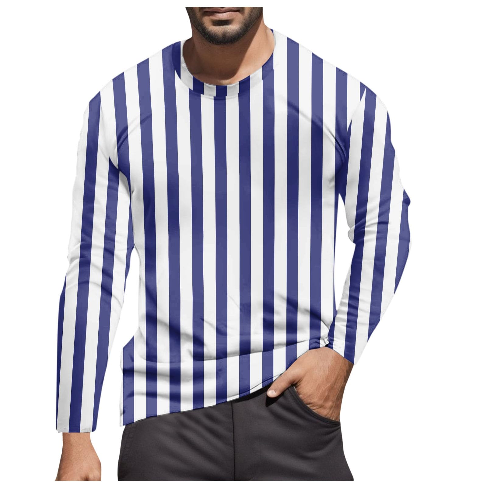 Striped Shirt Men Women Red-White Long Sleeve Shirt Carnival Long Sleeve T-Shirt Horizontal Stripes Vertical Stripes Wide Stripes Fine Stripes Crew Neck Casual Top Striped Shirt Carnival Costumes