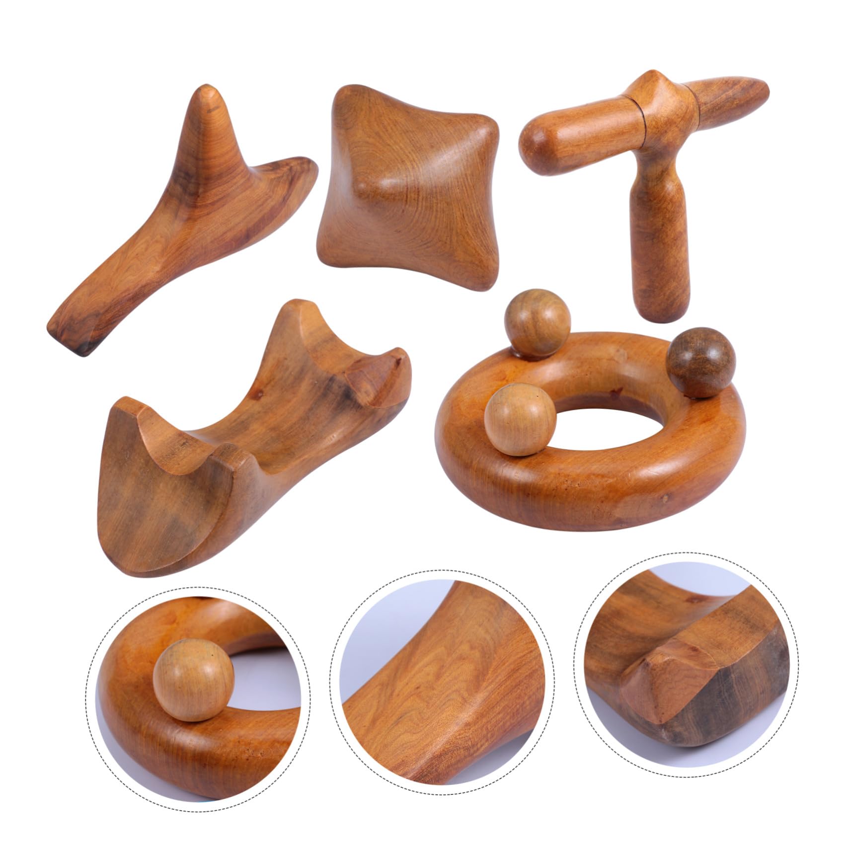 Didiseaon 5 piezas Masajeador Madera Guasha Tablero Raspado Salud Facial Cuello Corporal Promueve Circulación Fatiga Uso Spa Hogar Viaje