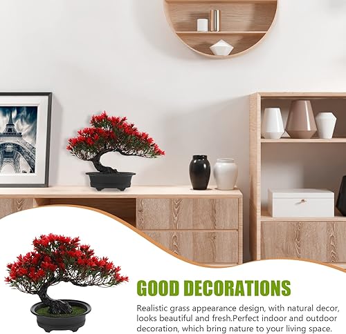 Miniatura 5 de Hemoton Árbol bonsái artificial, árbol de pino artificial, decoración de fiesta de Navidad, decoración del hogar, plantas falsas para pared,