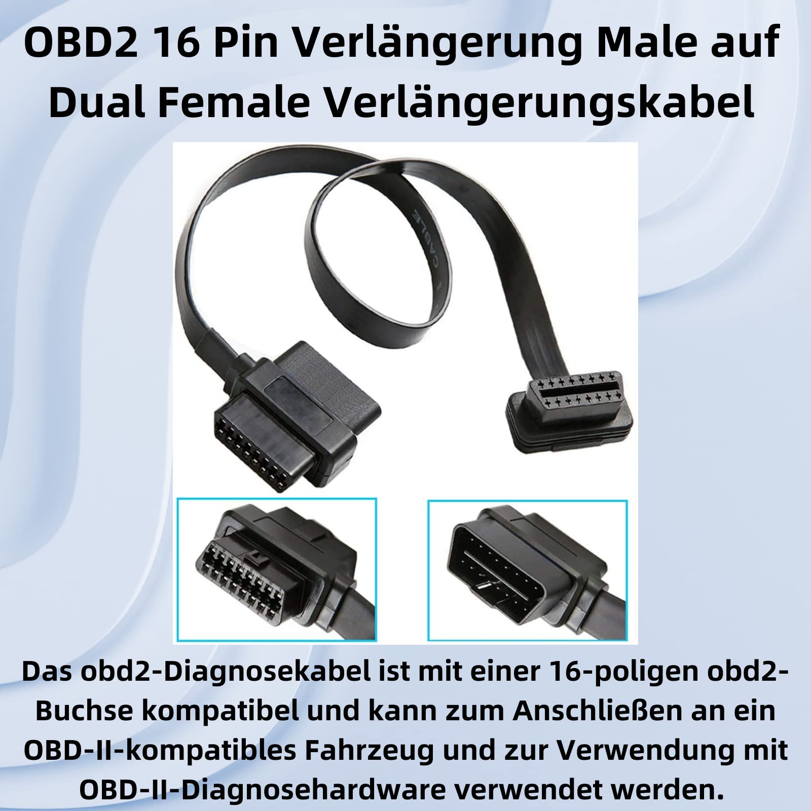 Cavo di prolunga a T maschio-femmina OBD2 da 0,6 m Cavo piatto OD16 16C
