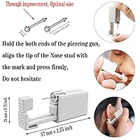 Vista 2 de Kit de perforación de nariz, kit de perforación de nariz con pistola de perforación de nariz, kit de perforación desechable (blanco)