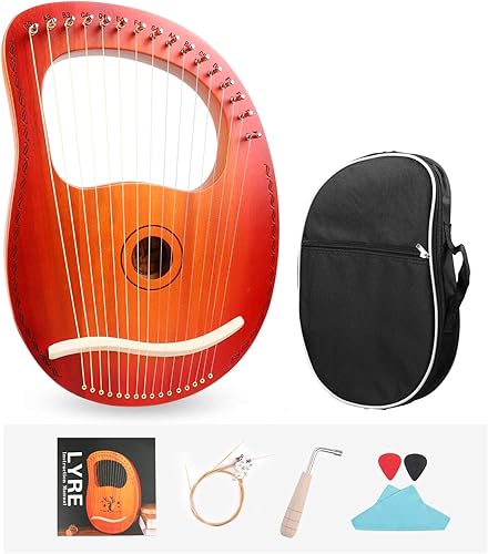 Miniatura 18 de Mr.Power Arpa de lira, 21 cuerdas de metal para amantes de la música, principiantes, amigos con llave de afinación, juego de cuerdas de repuesto