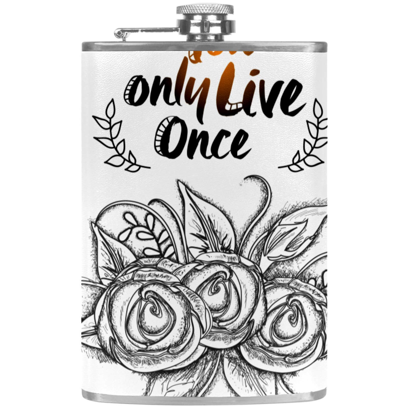 Flasque à whisky pour barbecue et pêche bouteille en cuir avec motif fleur inspirant