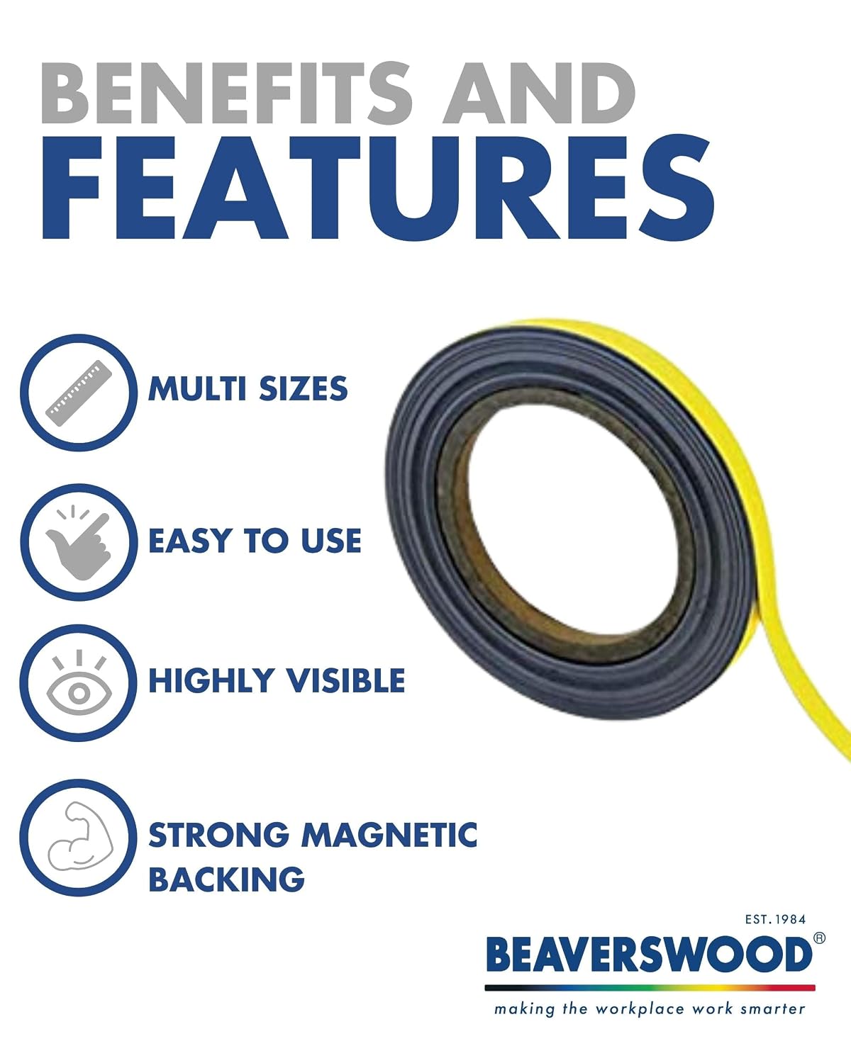 Magnetic Steel Easy-Wipe Tape, Thin & Flexible, Cut to Fit Strip, Strong Magnetic Tape, High Visible Identification - Image 3