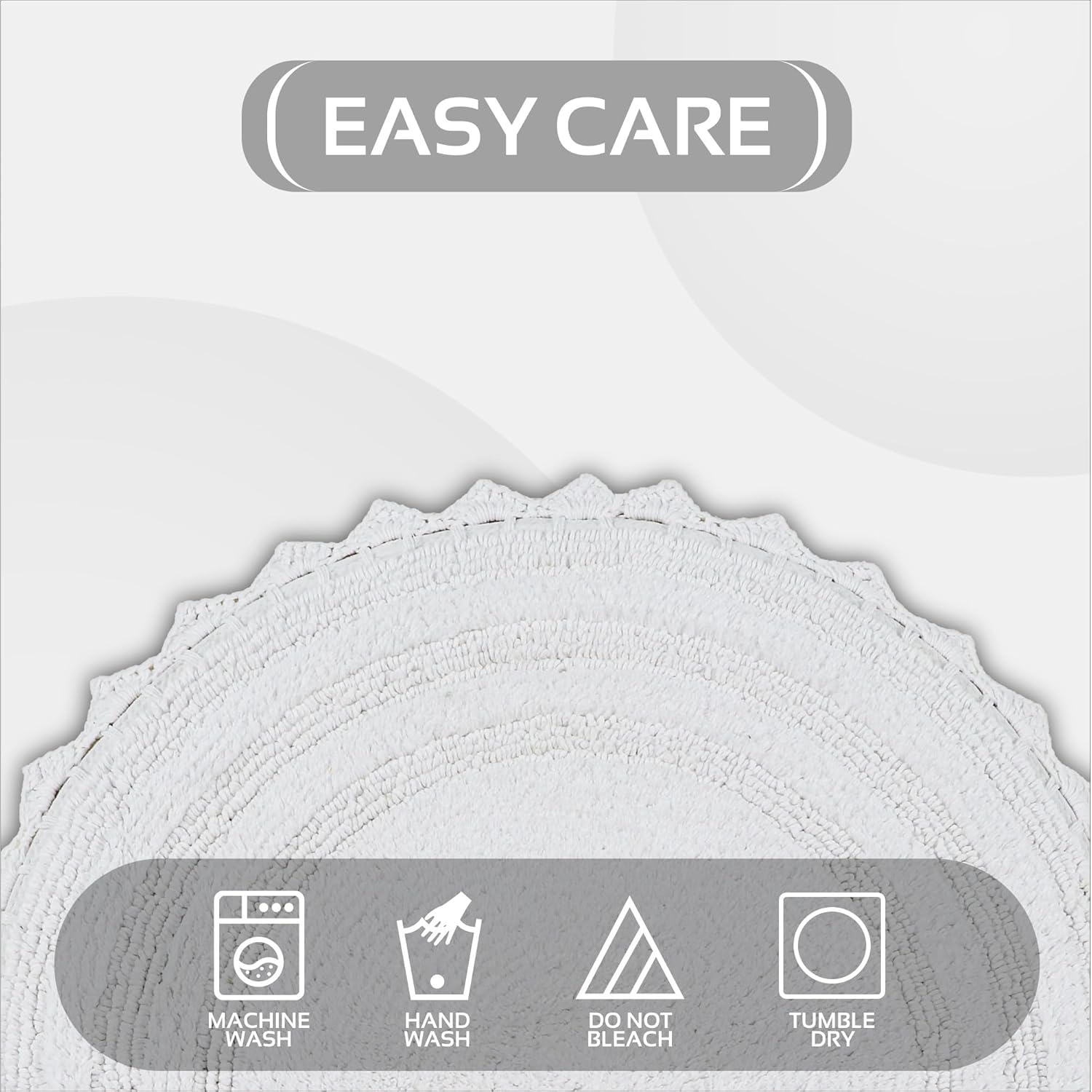 Better Trends Lilly Crochet Round Bath Rugs & Absorbent Bathroom Mat, Reversible Bath Rugs, Bath mats for Bathroom, 100% Cotton Bathmats Washable - 24", White Round Rug